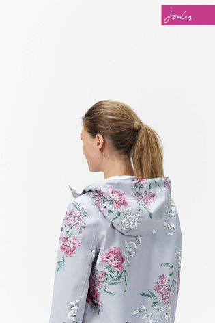 Grey Joules Coast Print Floral Waterproof Hooded Jacket
